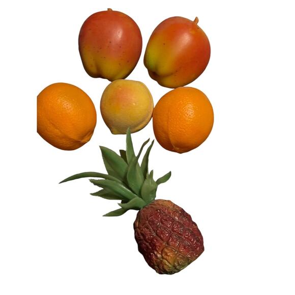 Plastic VTG Faux Artificial Fruit MCM Grapes Pineapple Bananas Apple Peach - Picture 2 of 5